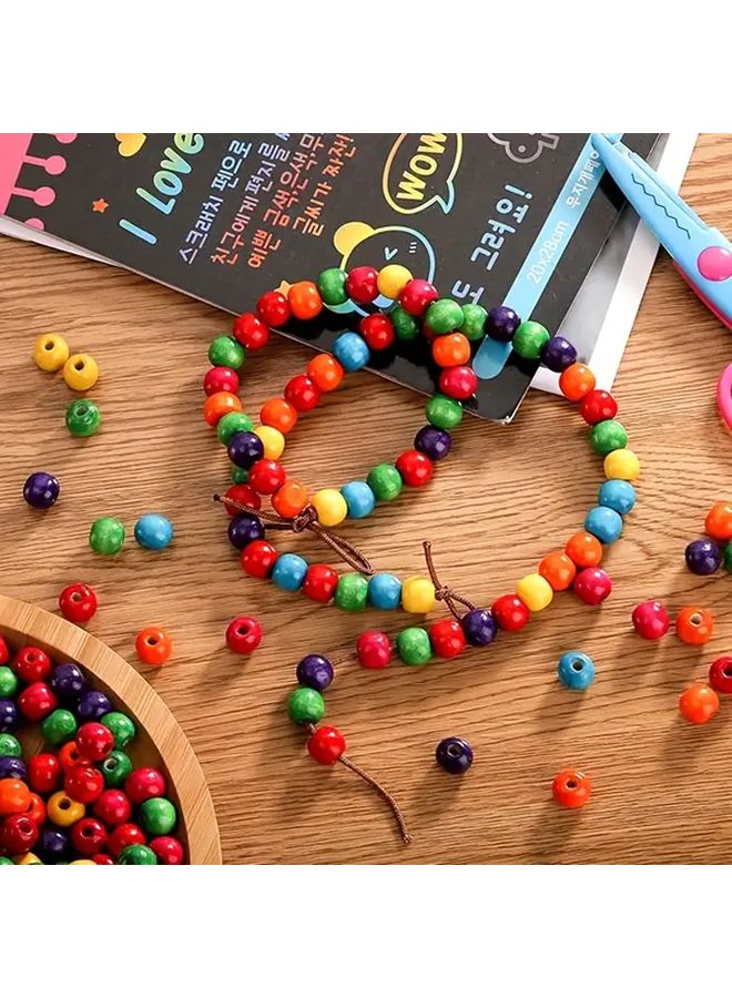 200 قطعة من خرز الخشب بفتحة كبيرة 14 ملم لصنع الحلي والأساور والحرف اليدوية - Image 5
